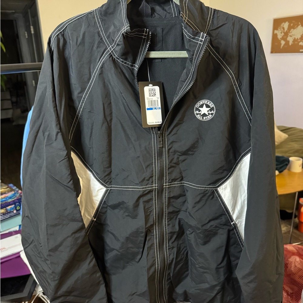 Converse Men's Black and White Windbreaker Mens size XL